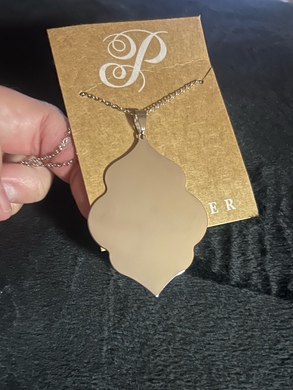 Plunder Silver Tone Quatrefoil Pendant Necklace Long Statement Necklace